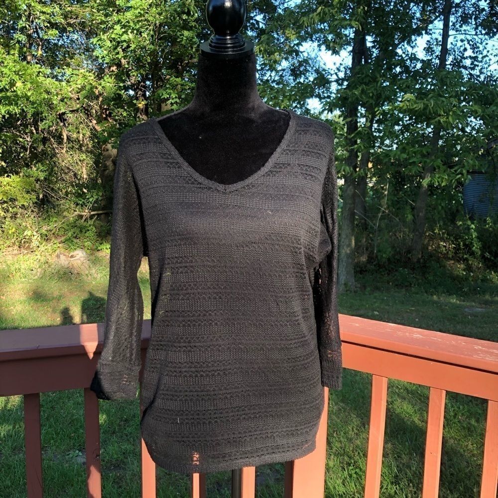 Bobbie Brooks Ladies Black Eyelet Pullover Top, Med